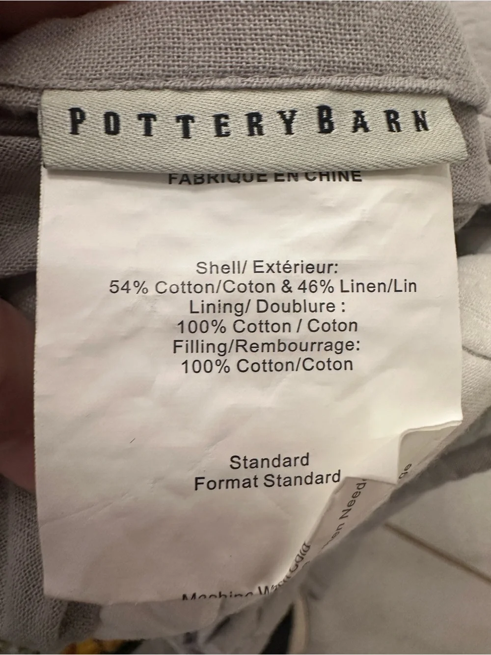 Pottery Barn Hanna Quilted Standard Pillow Sham Set Of 2 Linen Blend Smoke Gray